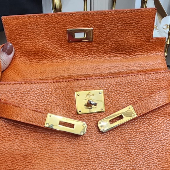 Rare orange clemence with gold hardware Teddy Blake Buti eva kelly bag - Picture 7 of 10